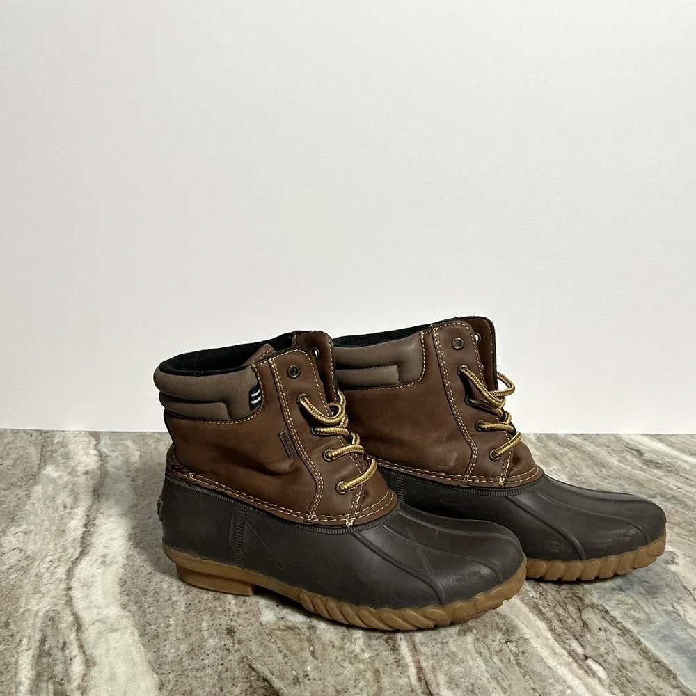 Nautica Channing Boys Brown Duck Boots Casual Rain Boots Size 4